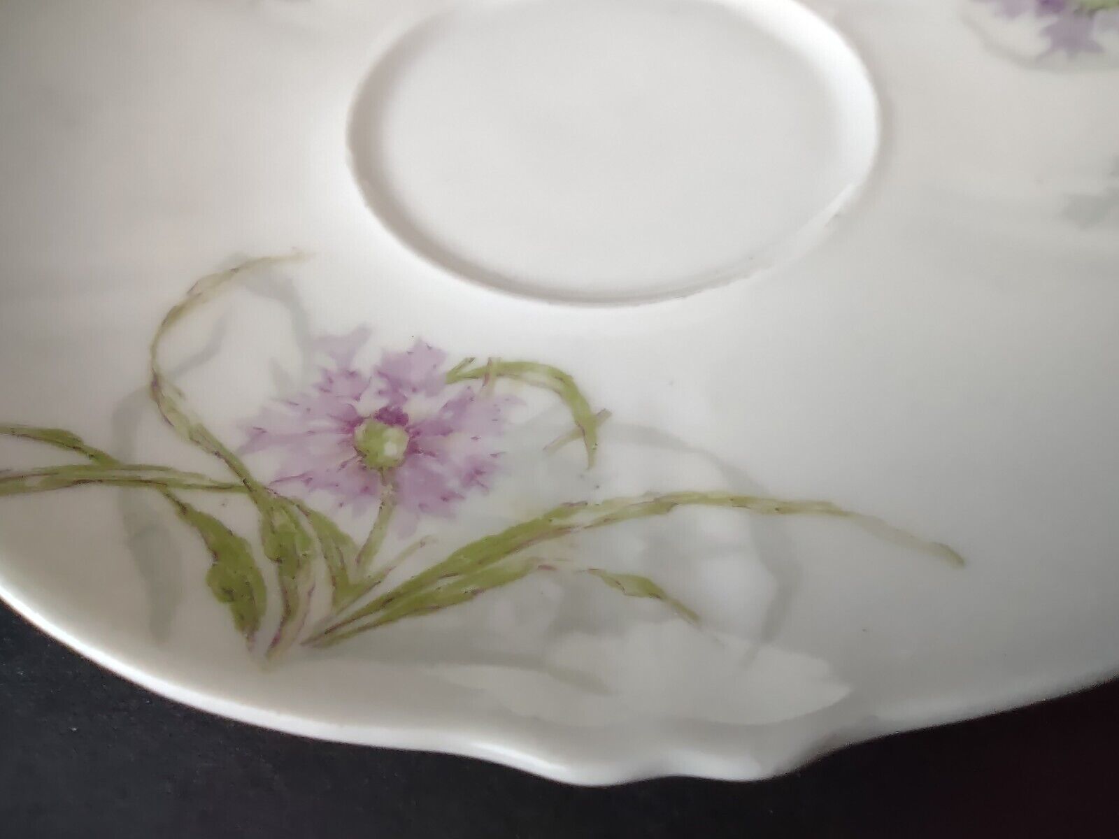 Haviland Limoges France Purple Flower Scalloped Edge White 5-1/4" Saucer lot 725
