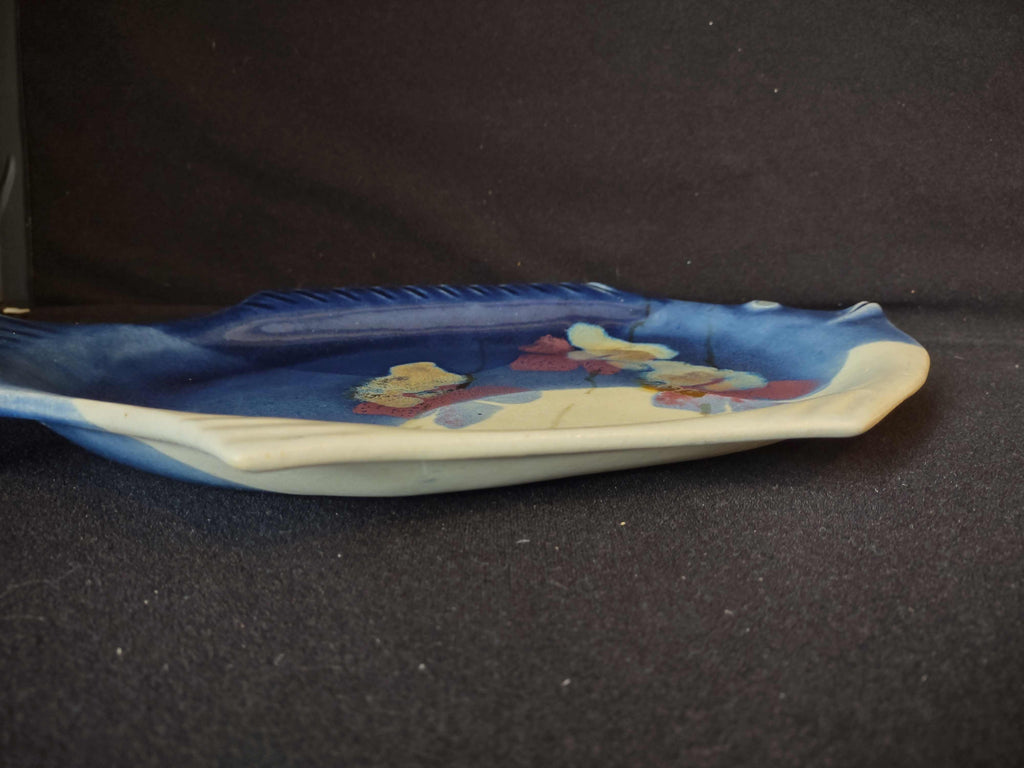 Vintage Follette Pottery Fish Platter Blue (lot 2595c)