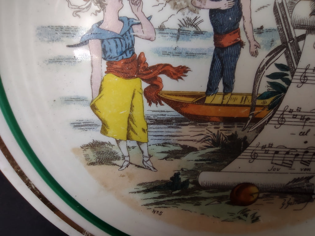 PV Limoges French Cottage Shabby Chic Music Design Plate 6-1/4" (lot 1124)