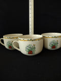 Vintage Thomson Pottery Birdhouse Soup Bowl Cup X 3 (Lot 2911)
