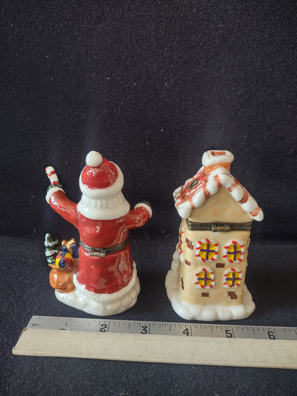Christmas Holiday Trinket Box x 2 Santa Village House Gift (Lot 4549)