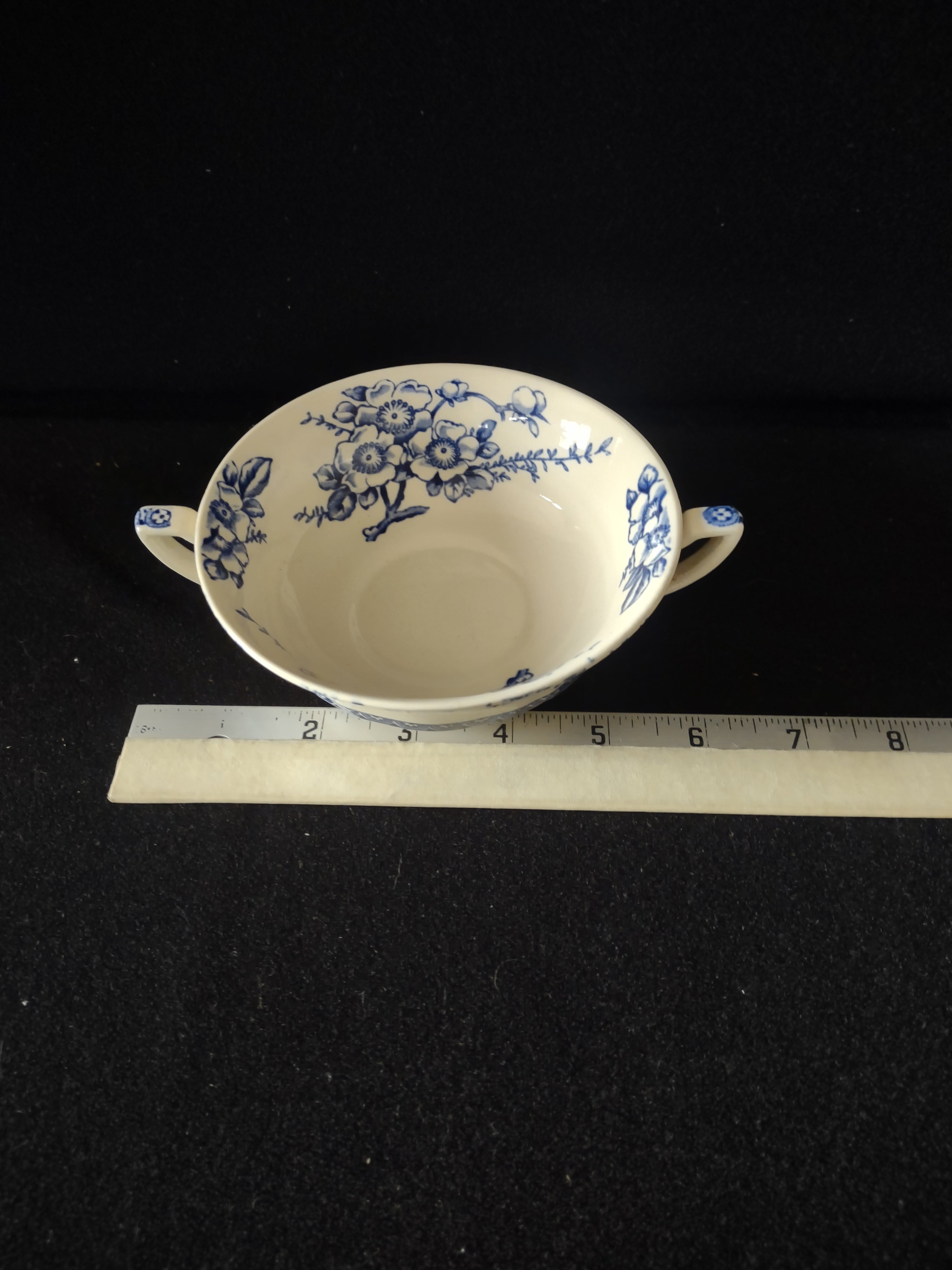 Vintage Cream Soup Bowl Meakin England Ironstone Blue White Set of 3 (Lot 5570)