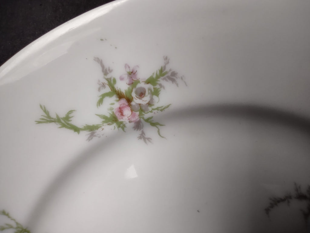 Haviland Limoges 2 x Dessert/Salad Plate Pink White Cabbage Rose Moss (lot 903)