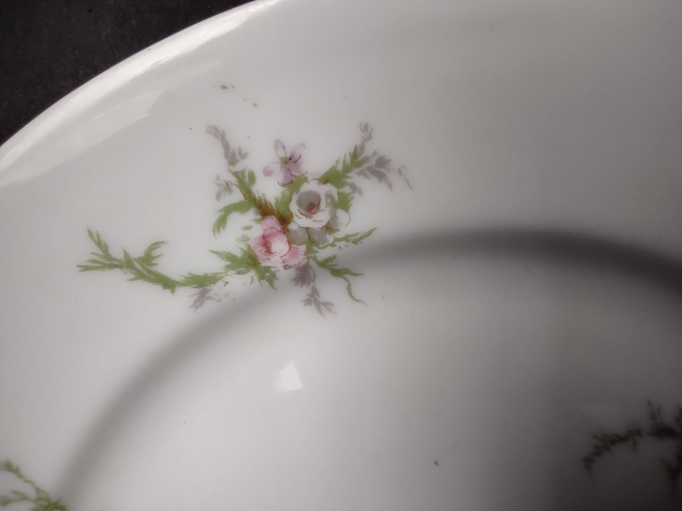 Haviland Limoges 2 x Dessert/Salad Plate Pink White Cabbage Rose Moss (lot 903)