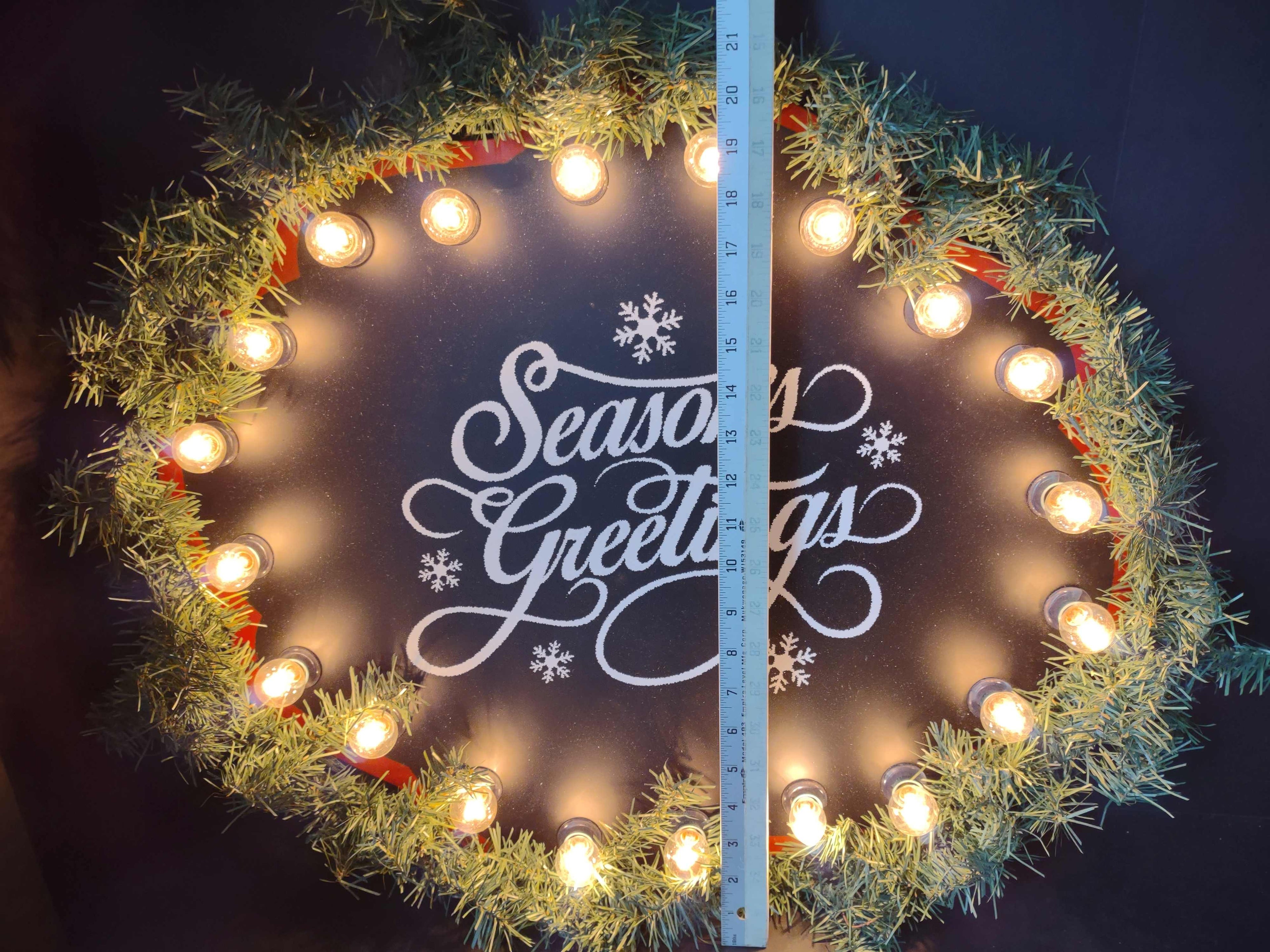 Vintage Christmas Season's Greetings Lighted Sign 24x20 Gemmy (lot 3326)