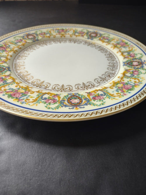 Ahrenfeldt Limoges Gold Trim Ornate Design Blue Dinner Plate 10-7/8" (lot 641)