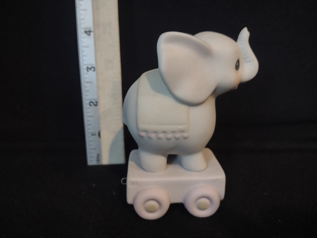 Precious Moments Birthday Train Year #4 Elephant Porcelain (lot 2557c)