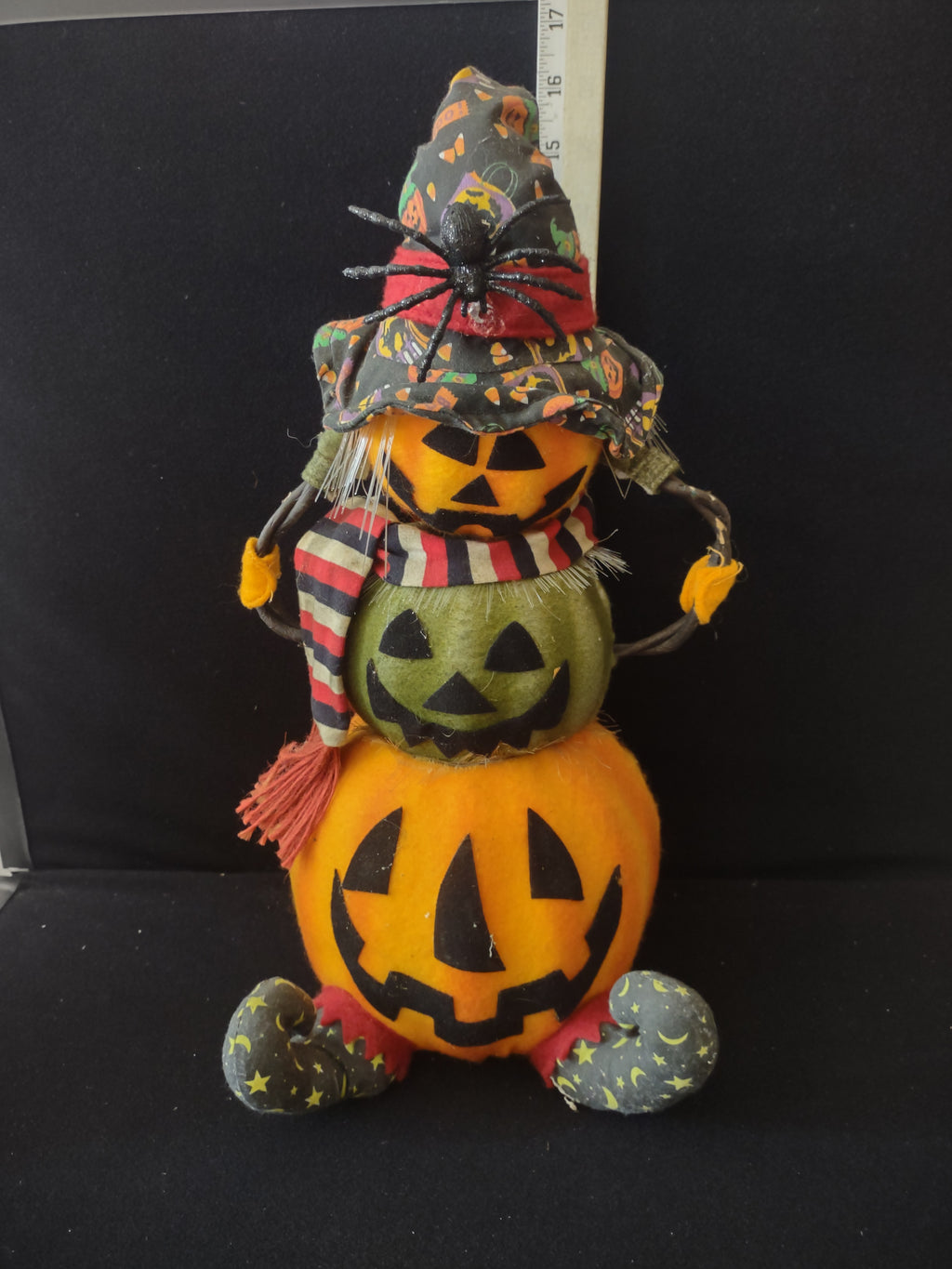 Vintage Touch Activated Fiber Optic Sound Pumpkin Scarecrow Lifts Head (Lot 3509