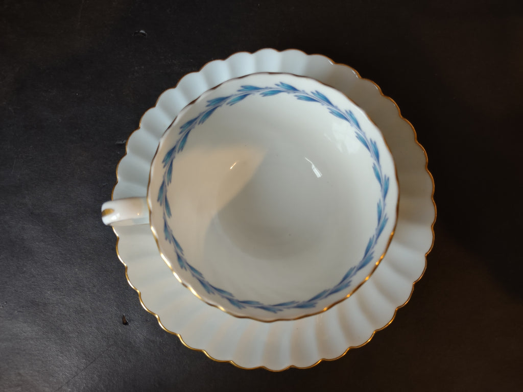 Vintage Minton England Bone China Cheviot Blue Tea Cup Saucer (lot 5440)