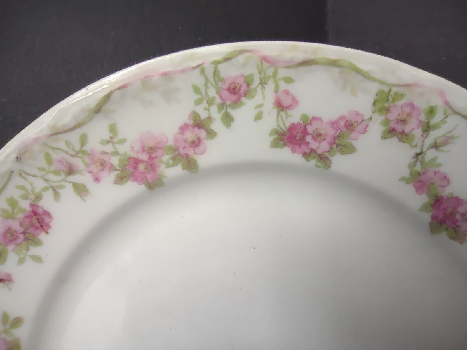 GDA Limoges Dinner & Salad Plate Apple Blossom Garland Swag Ribbon (lot 747)