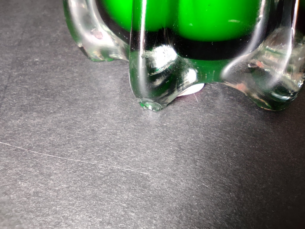 Vintage Handblown Jack in Pulpit Bud Vase Calla Lily Green IMPERFECT (lot 3248)