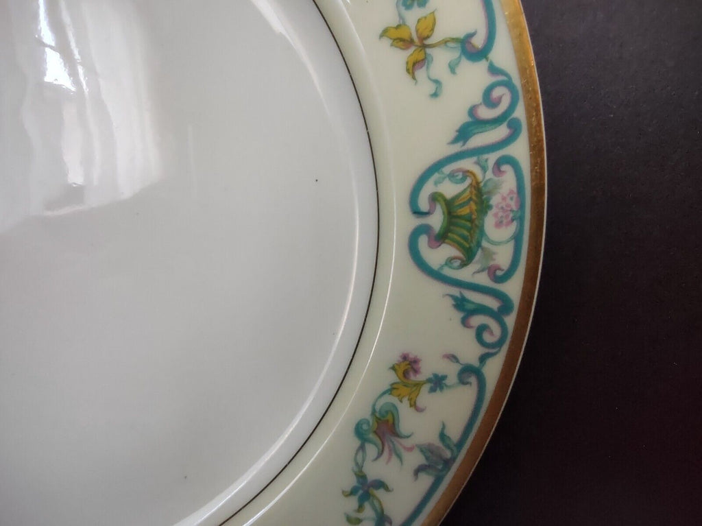 Haviland Limoges Blue Cream Yellow Flower Gold Trim Salad Plate 7-1/2" (lot 727)