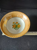 Vintage 9 " Lusterware Bowl Orange Yellow Flower Joemen Japan (Lot 5049)