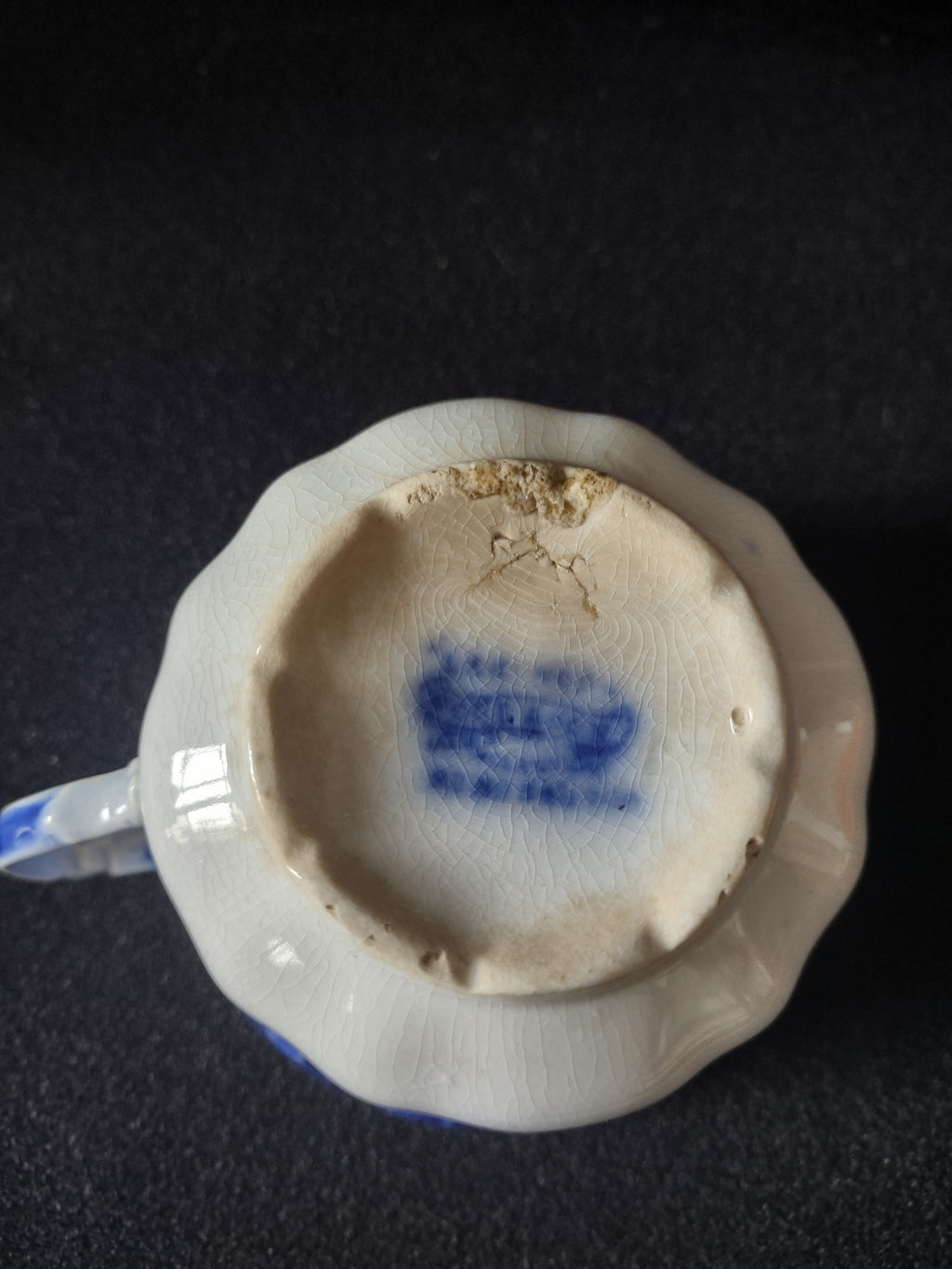 Vintage Ironstone Teacup Flow Blue IMPERFECTIONS (Lot 5634)