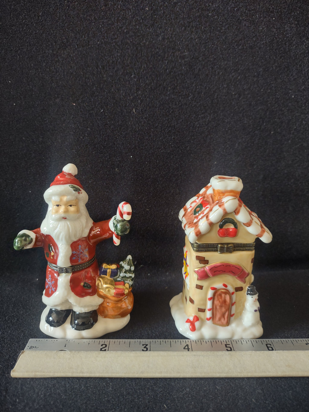 Christmas Holiday Trinket Box x 2 Santa Village House Gift (Lot 4549)