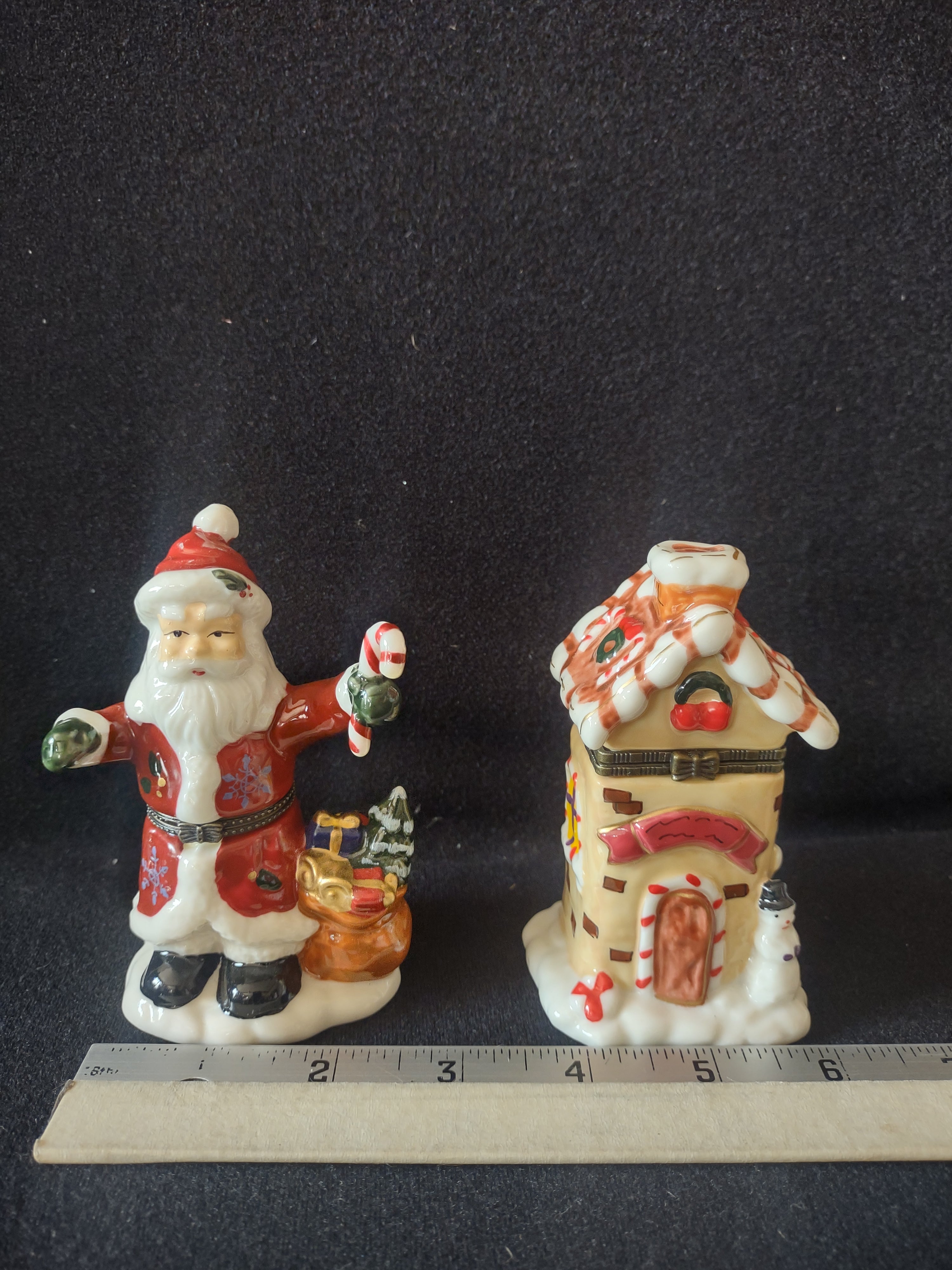 Christmas Holiday Trinket Box x 2 Santa Village House Gift (Lot 4549)