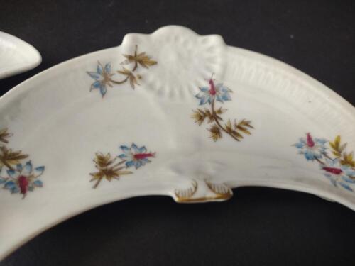 lot 783 GDM CFH Limoges 3 x Bone Plate Blue Pink Flower