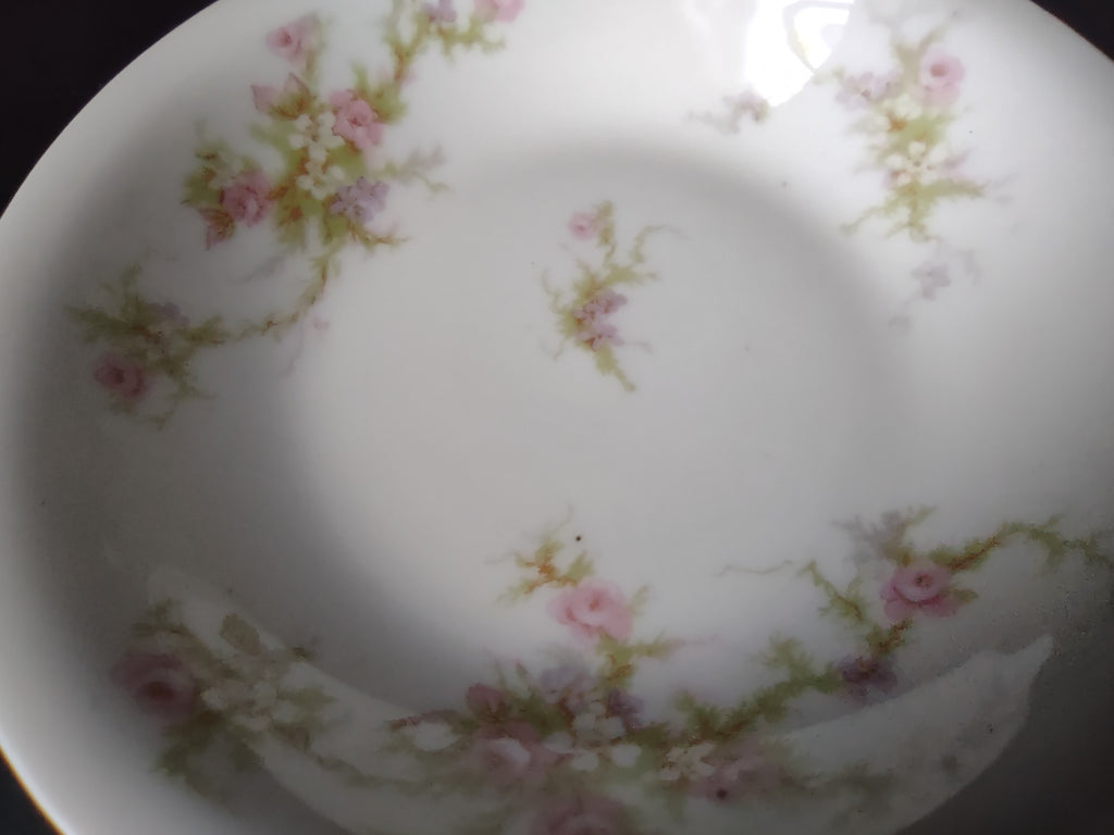 Haviland Limoges 8 x Small Bowl Rose White Purple Flower Moss (lot 900)