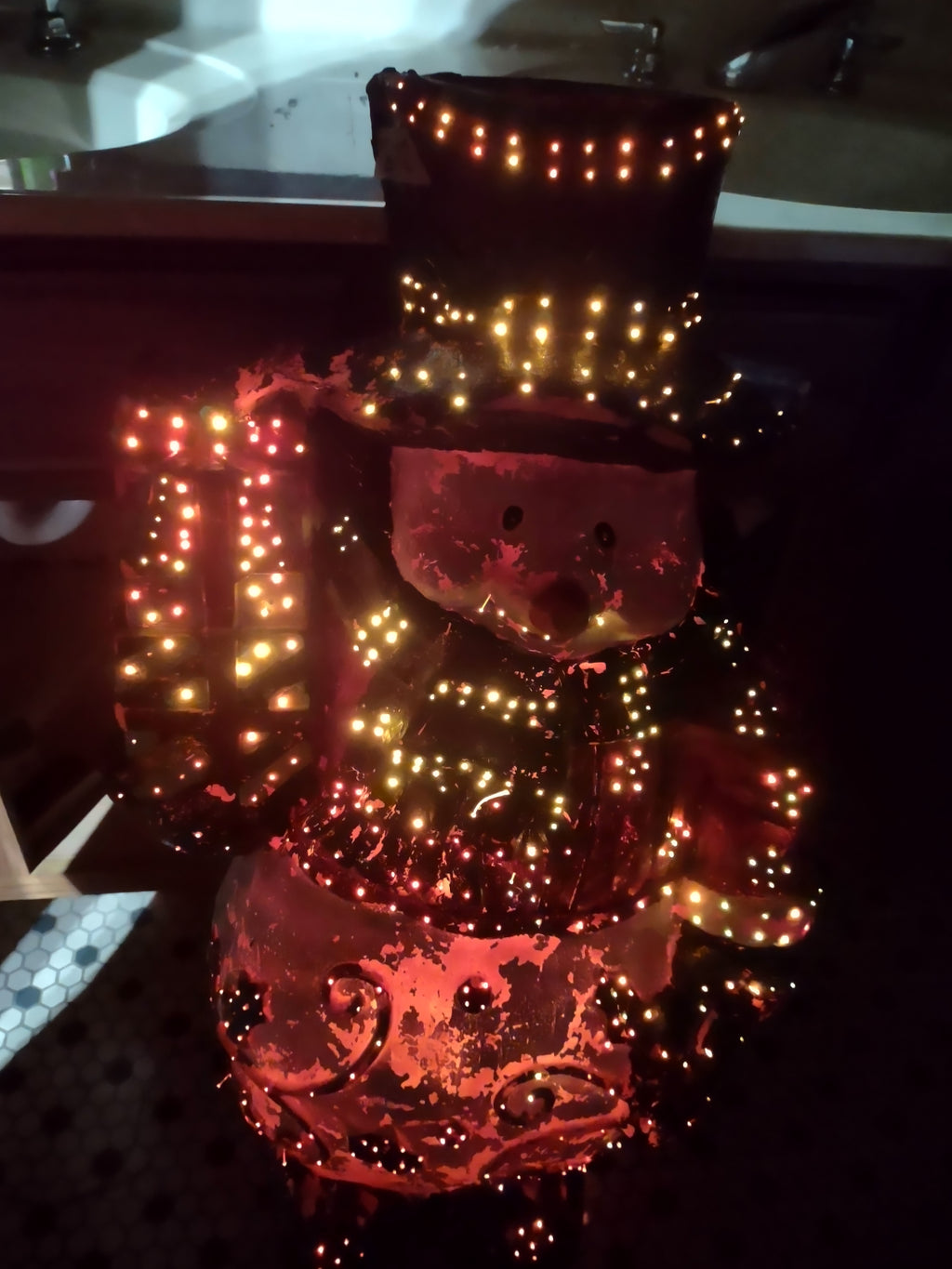 Vintage Fiber Optic Christmas Snowman Outdoor 32" (lot 3172c)
