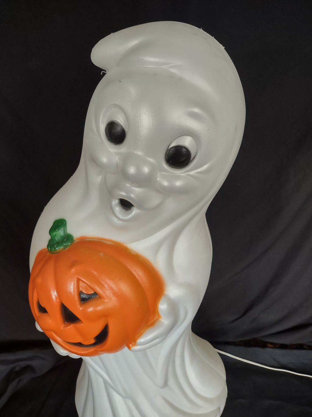 Vintage 33" General Foam Halloween Ghost Holding Pumpkin Blow Mold (lot 3254j)