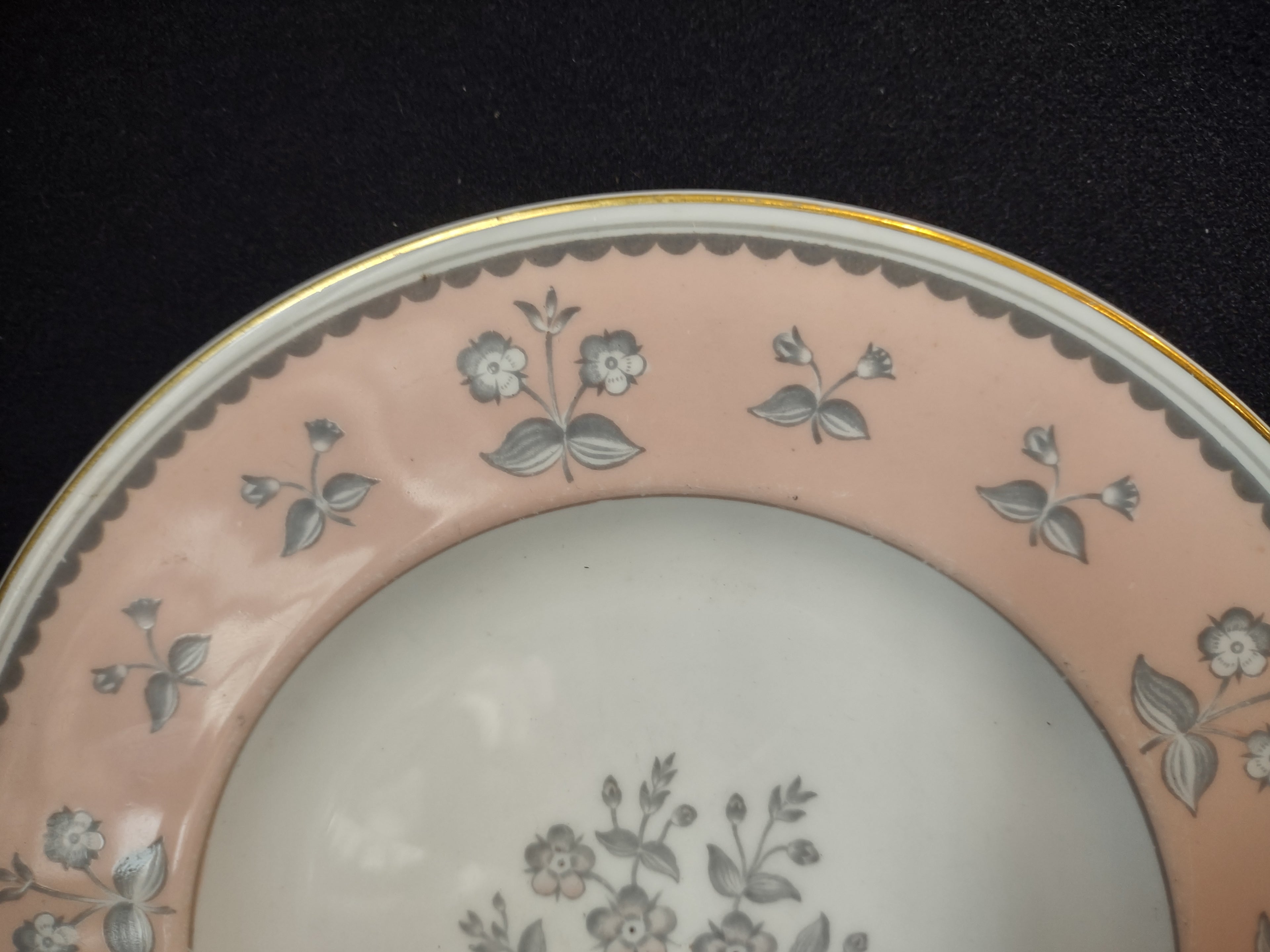 Wedgwood Pimpernel Pink Salad/Dessert Plate 8" Green Stamp (lot 2762)