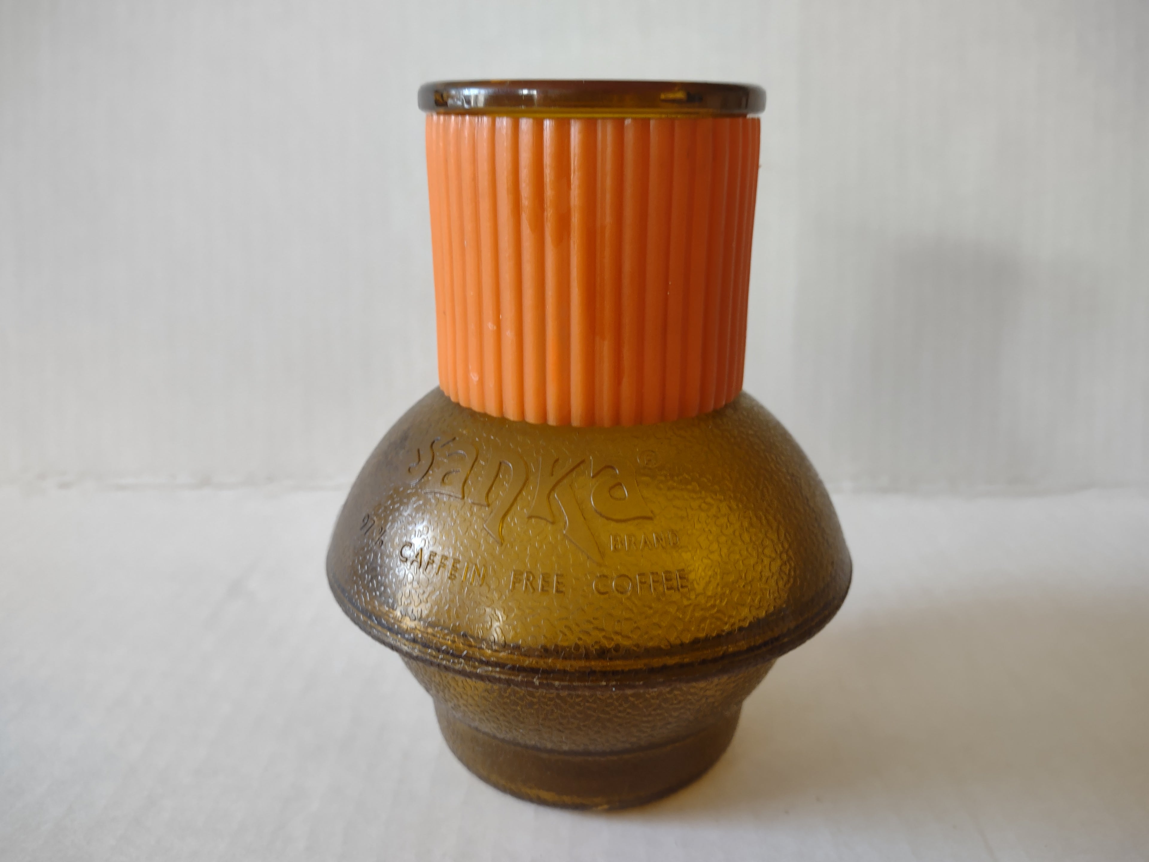 Vintage Hottle Carafe Plastic Sanka NO Lid Orange (lot 5256)