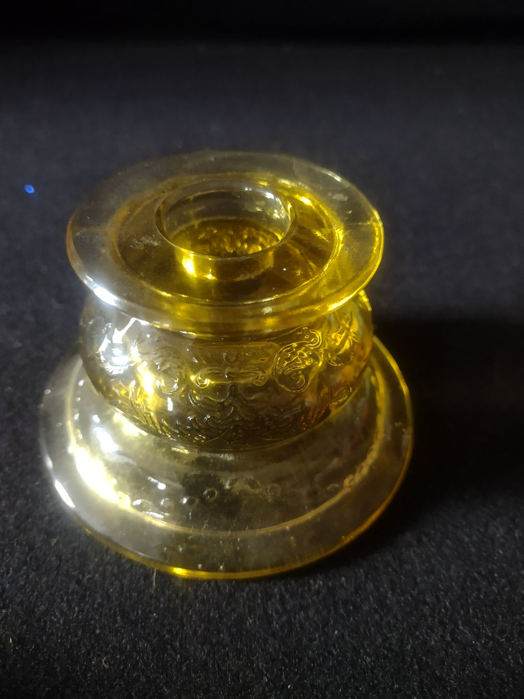 Vintage Federal Depression Glass Madrid Candlestick Holder x 2 Amber (Lot 5309)