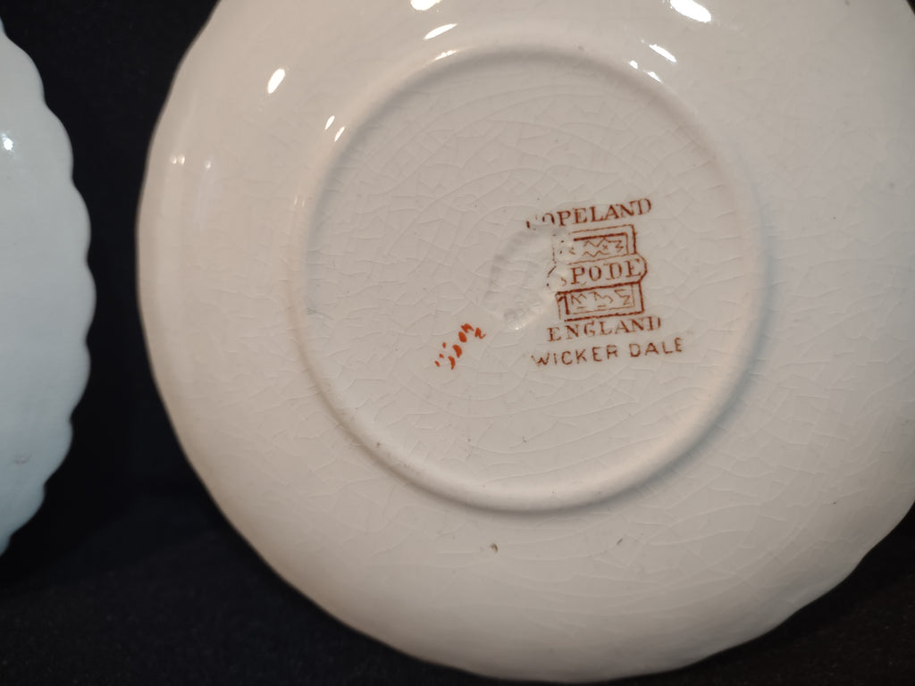 Vintage Spode Wicker Dale Demitasse Saucer x 2 Countryside Ironstone (lot 5754)