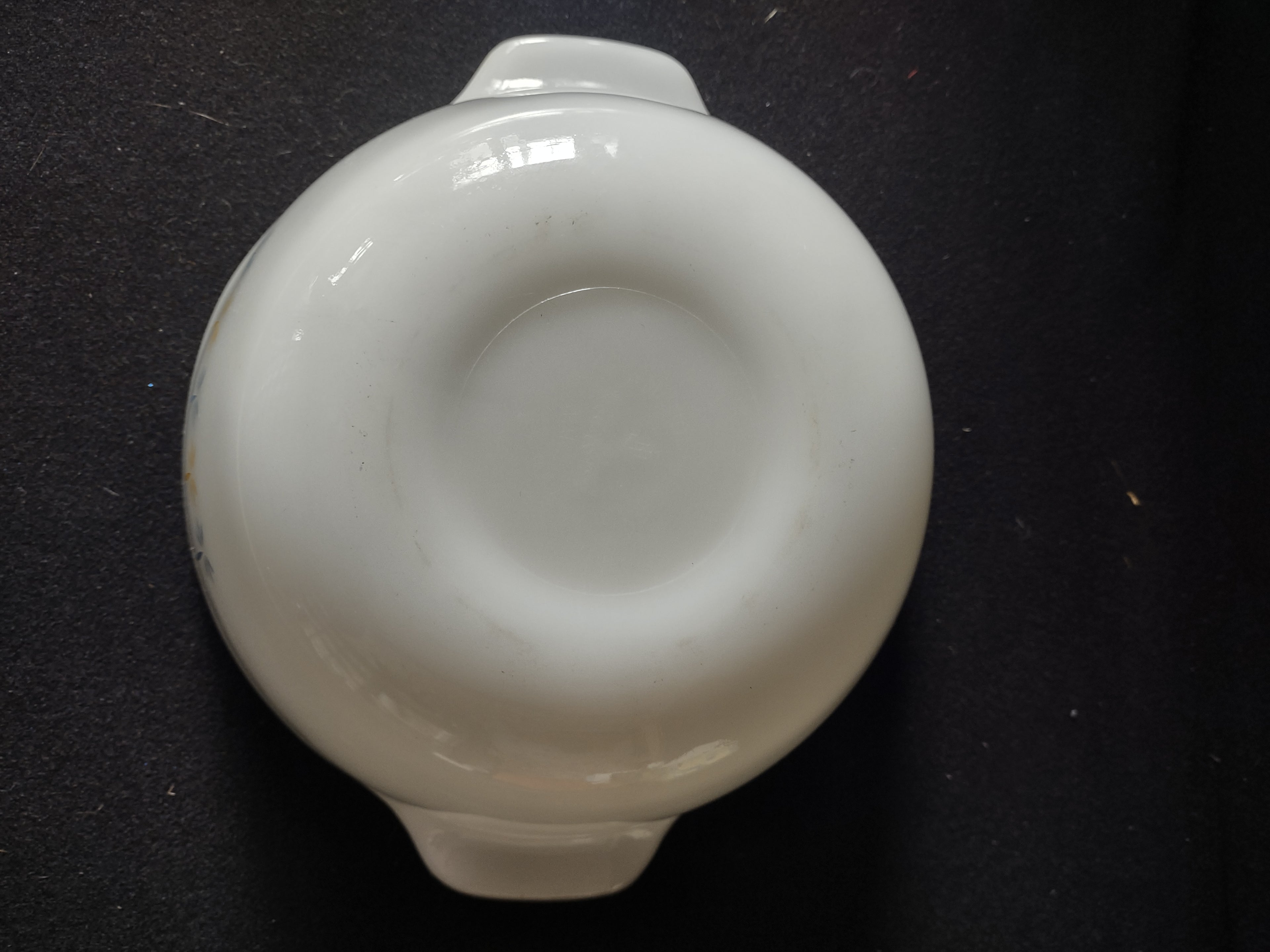 Vintage Fire King Milk Glass Casserole Dish Candle Glow Blue Gold (Lot 5126)