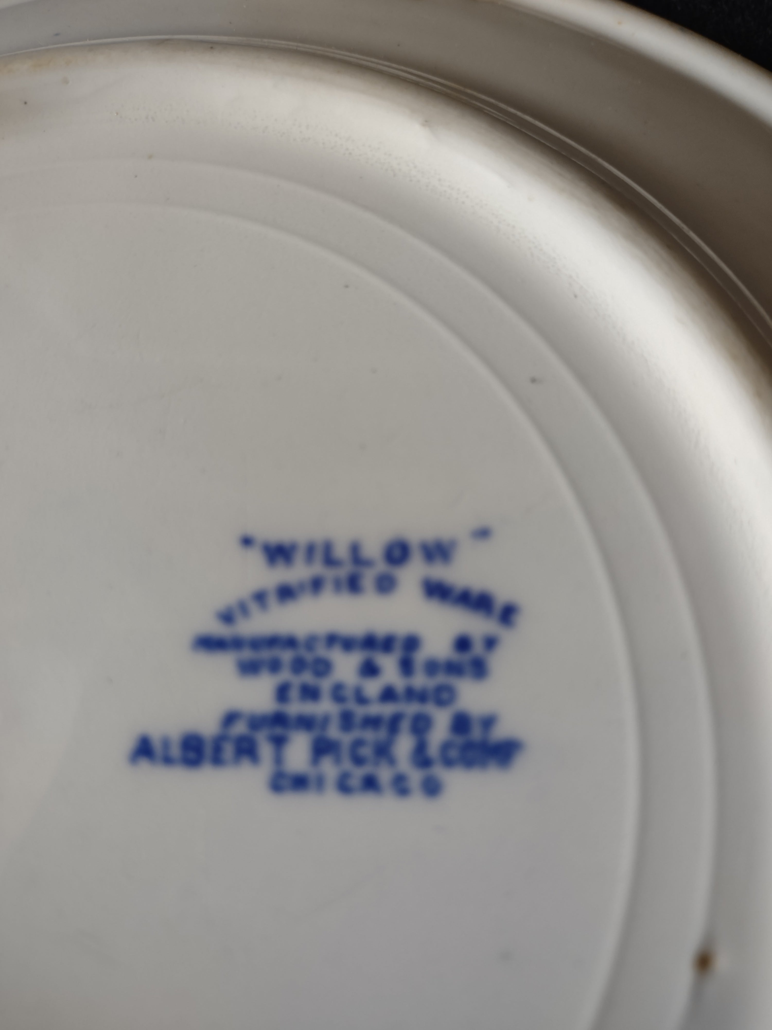 Vintage Wood & Sons Luncheon Plate Willow Blue White IMPERFECT (Lot 5589)