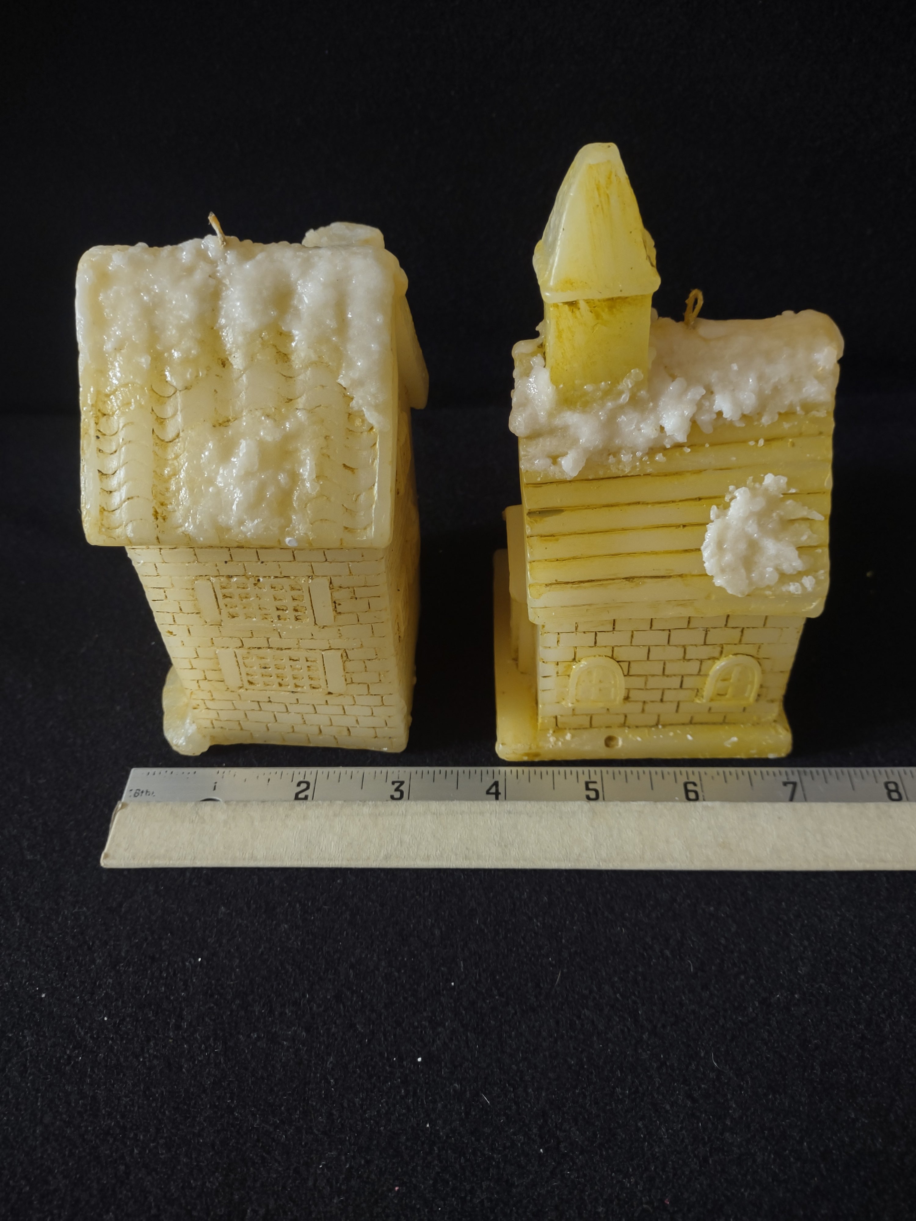 Vintage Christmas/Winter Church Candle Set Of 2 (Lot 4205)