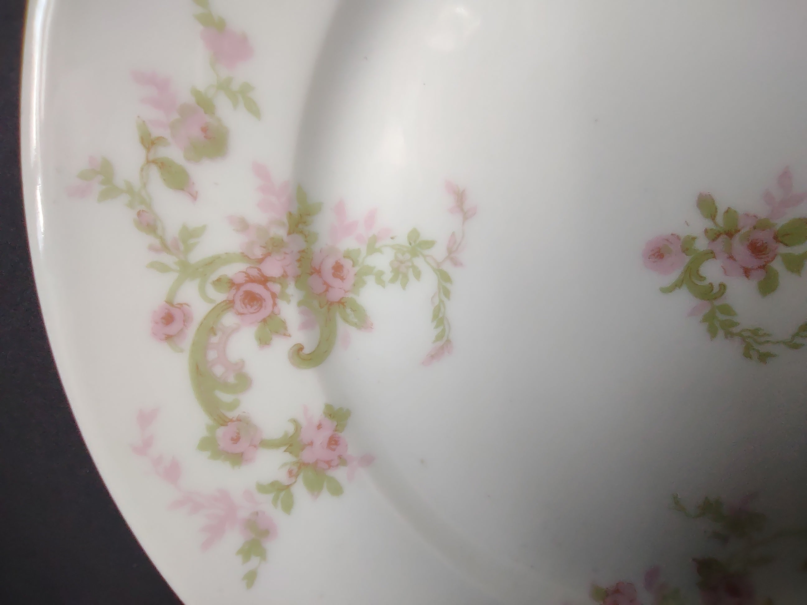 Haviland Limoges Dessert Plate Pink Rose Green Ribbon (lot 889)