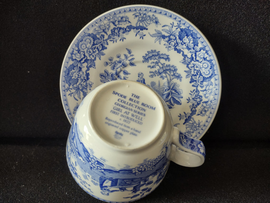 Spode Blue & White Room Teacup Saucer Vintage English Transferware (lot 5841)