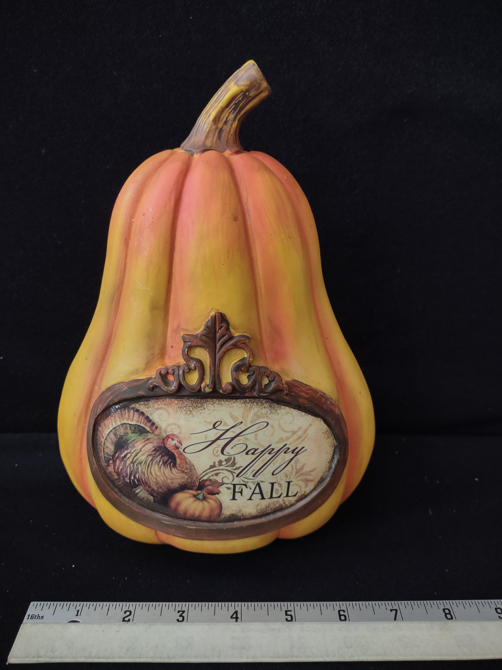 Thanksgiving/Fall Polyresin Happy Fall Pumpkin (Lot 3127)