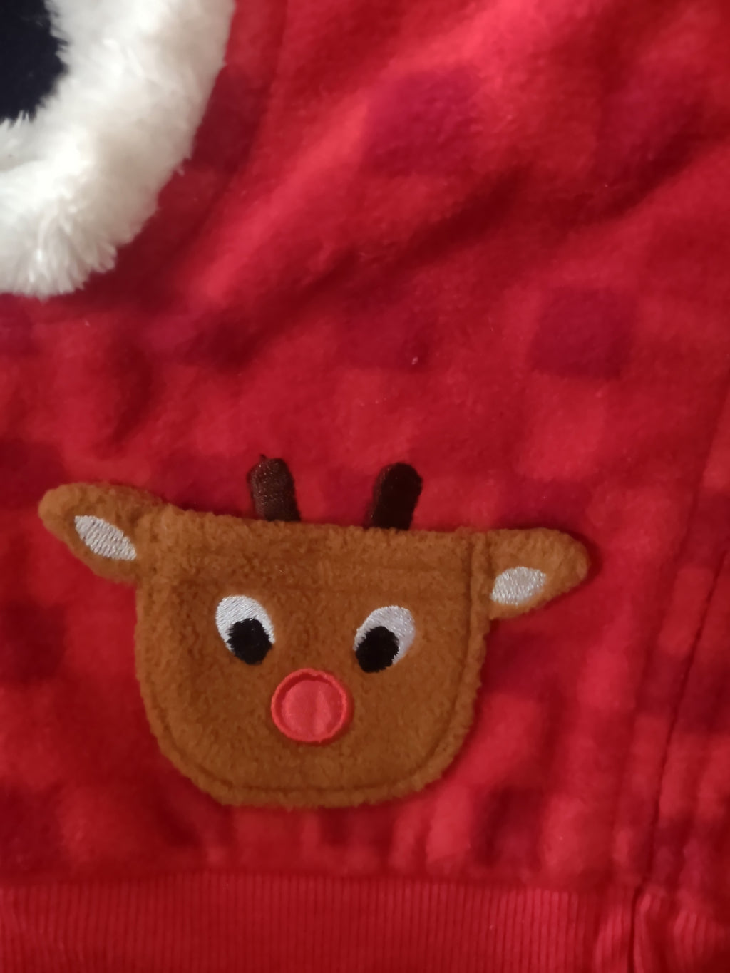 Infant Christmas Rudolph Fur Trimmed Zipper Vest Slippers 9 Month (Lot 4541)