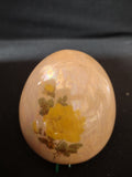 Vintage Hand Painted Ceramic Easter Egg Yellow Rose 3" tall (Lot5067)