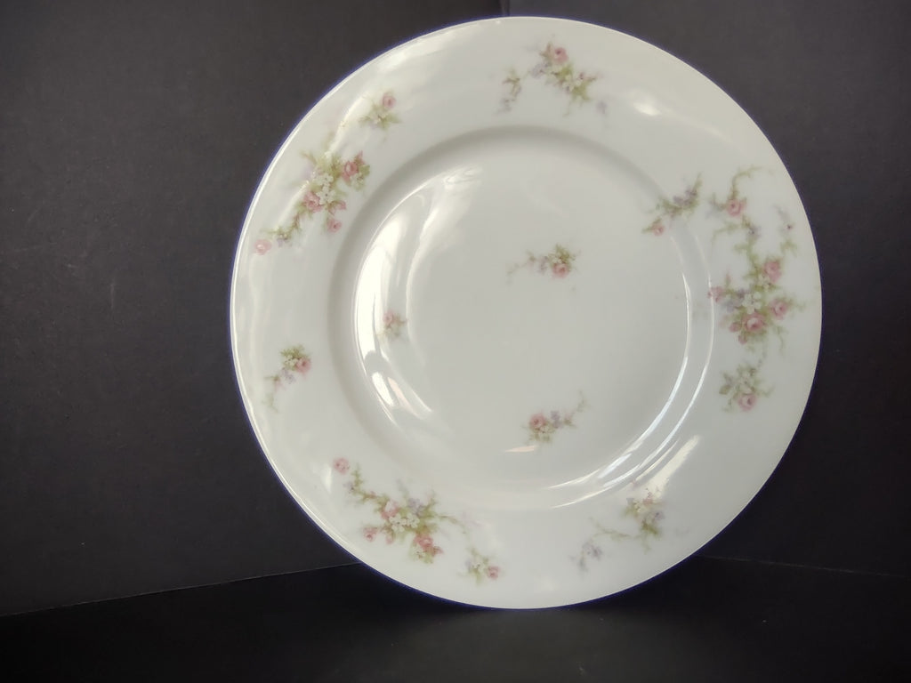 Haviland Limoges Dinner Plate Rose White Purple Flower Moss (lot 896)