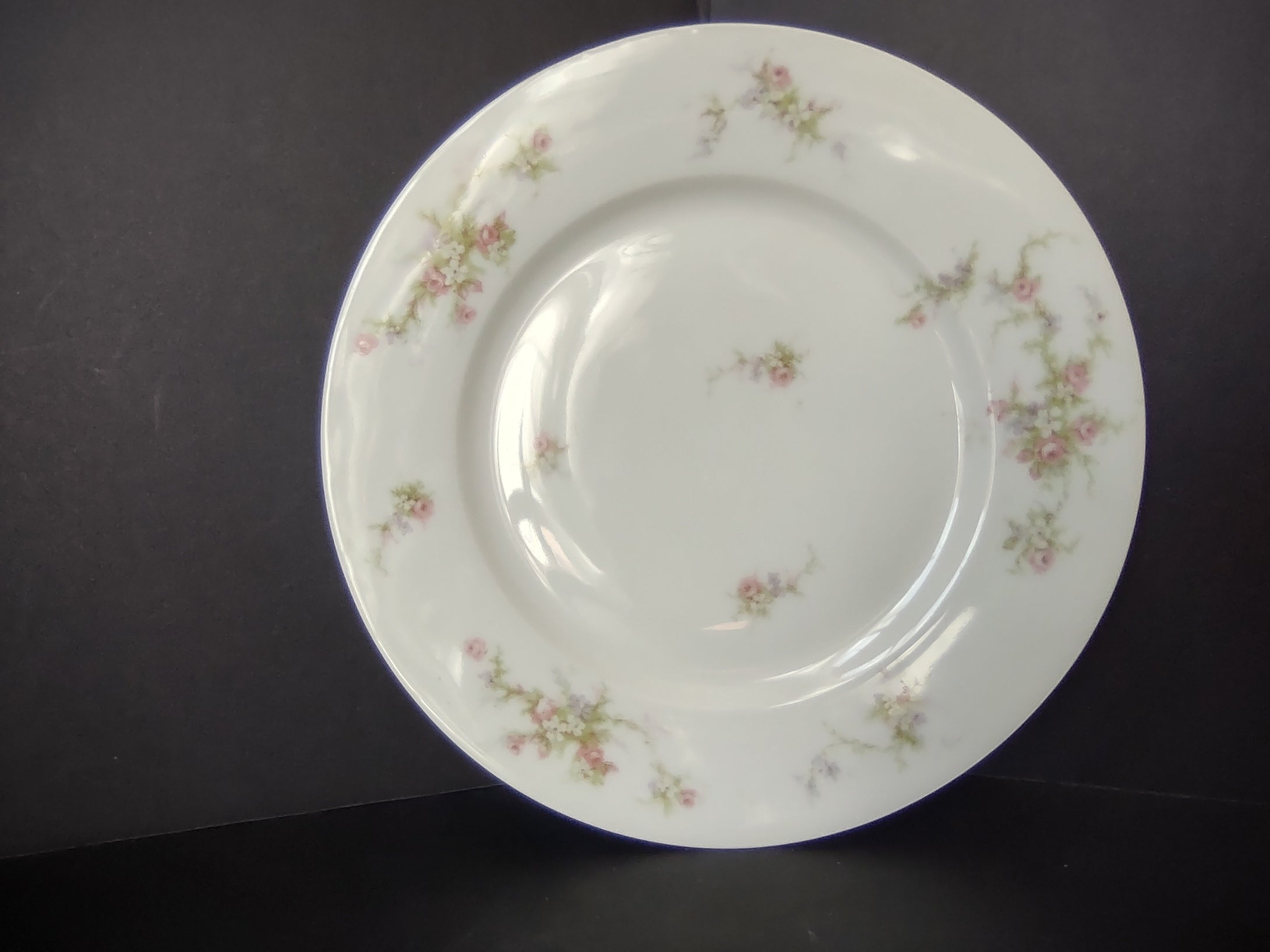 Haviland Limoges Dinner Plate Rose White Purple Flower Moss (lot 896)
