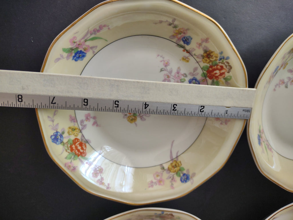 Haviland Limoges Yellow Jewel 6 x Cream Soup Bowl Floral (lot 816)