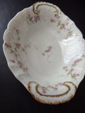 Haviland Limoges Serving Vegetable Bowl Pink Purple Yellow Rose (lot 849)