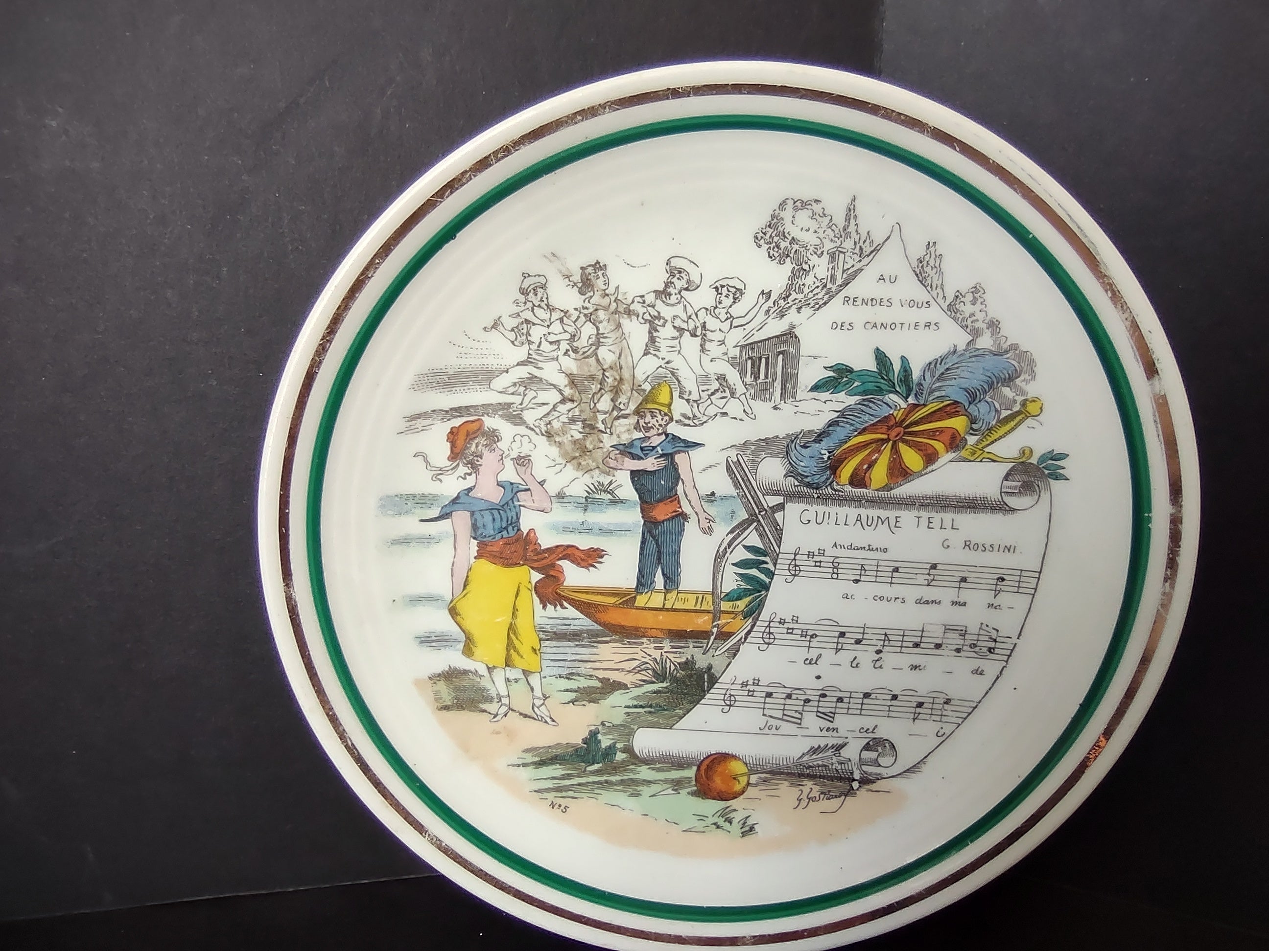PV Limoges French Cottage Shabby Chic Music Design Plate 6-1/4" (lot 1124)