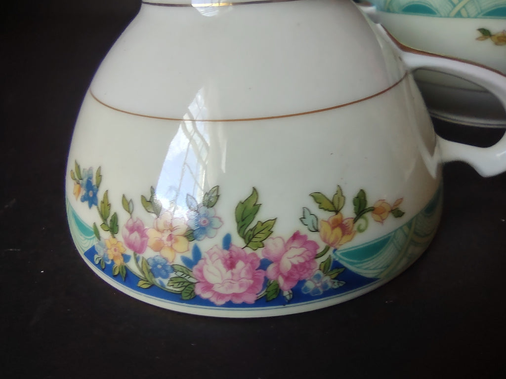 Haviland Limoges Massachusetts 2 x Tea Cup ONLY Blue Floral (lot 936)