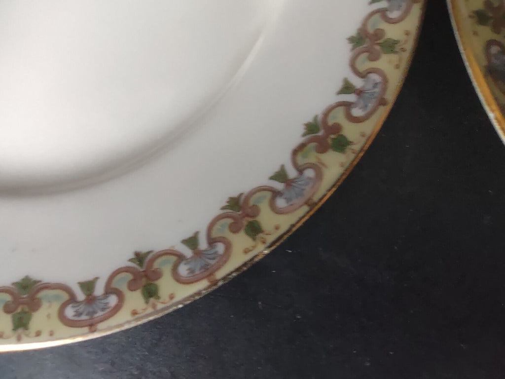 Wm Guering Limoges France 4 x Salad Plate Yellow Gold Design (lot 530)