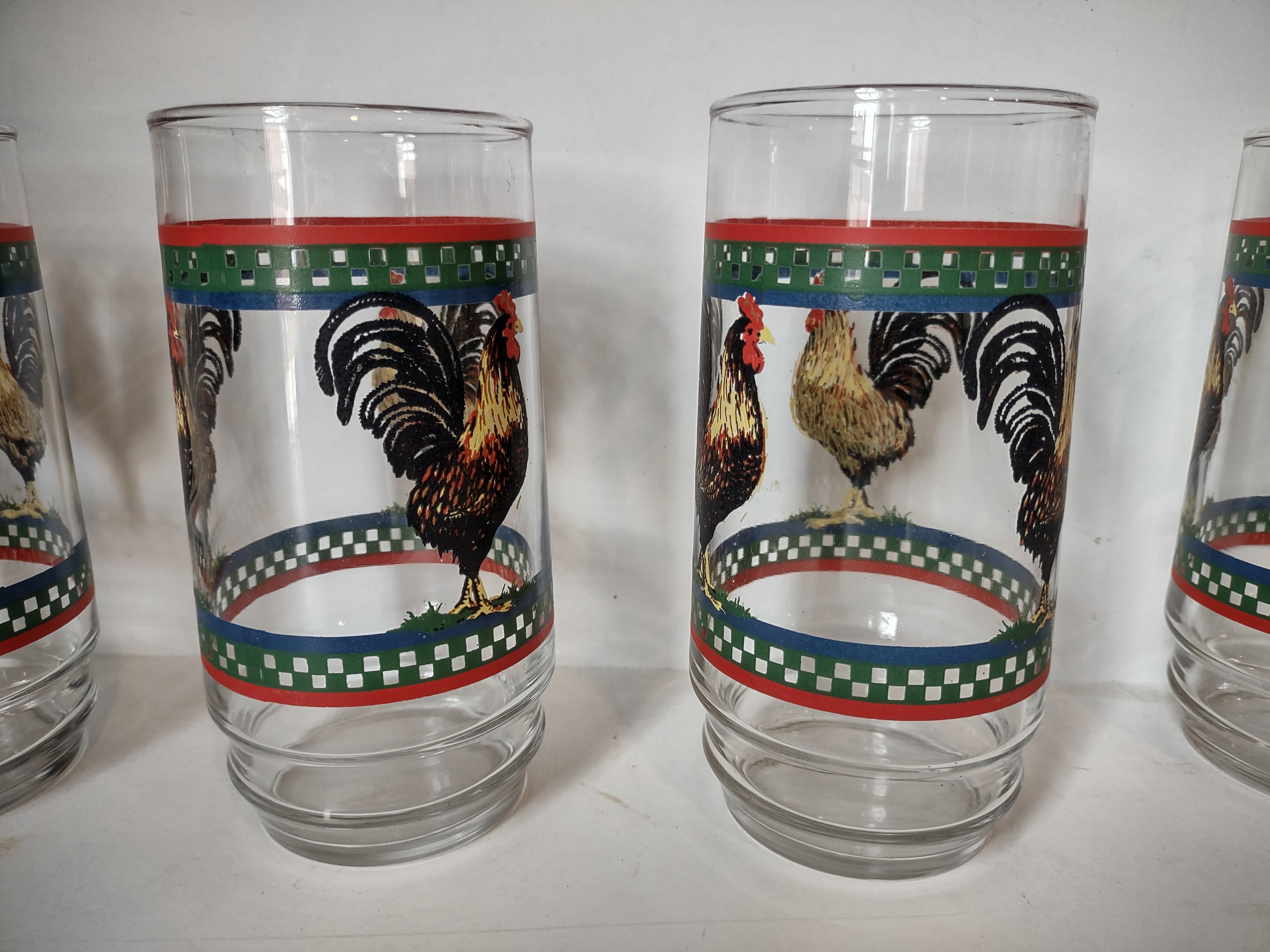 International Tableworks Glass Tumbler Ella's Rooster x 4 Cottage Farm (lot 2900