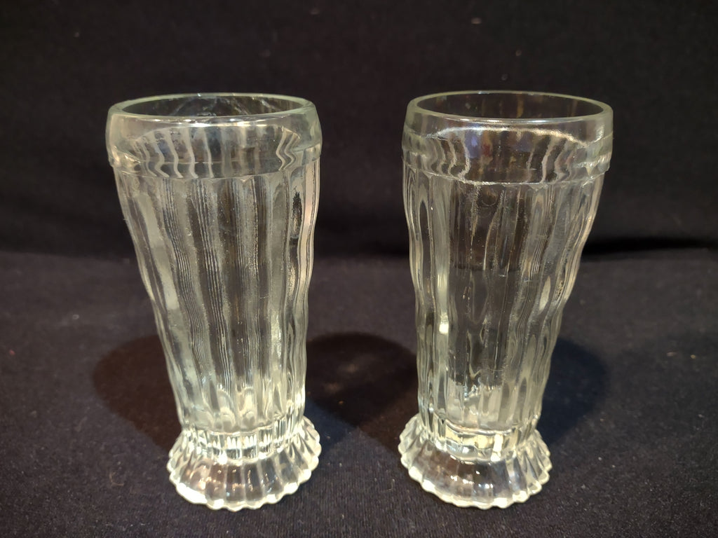 Vintage Retro MCM 4-1/2" Tall Jeannette Clear Glass x 2 (lot 5159)