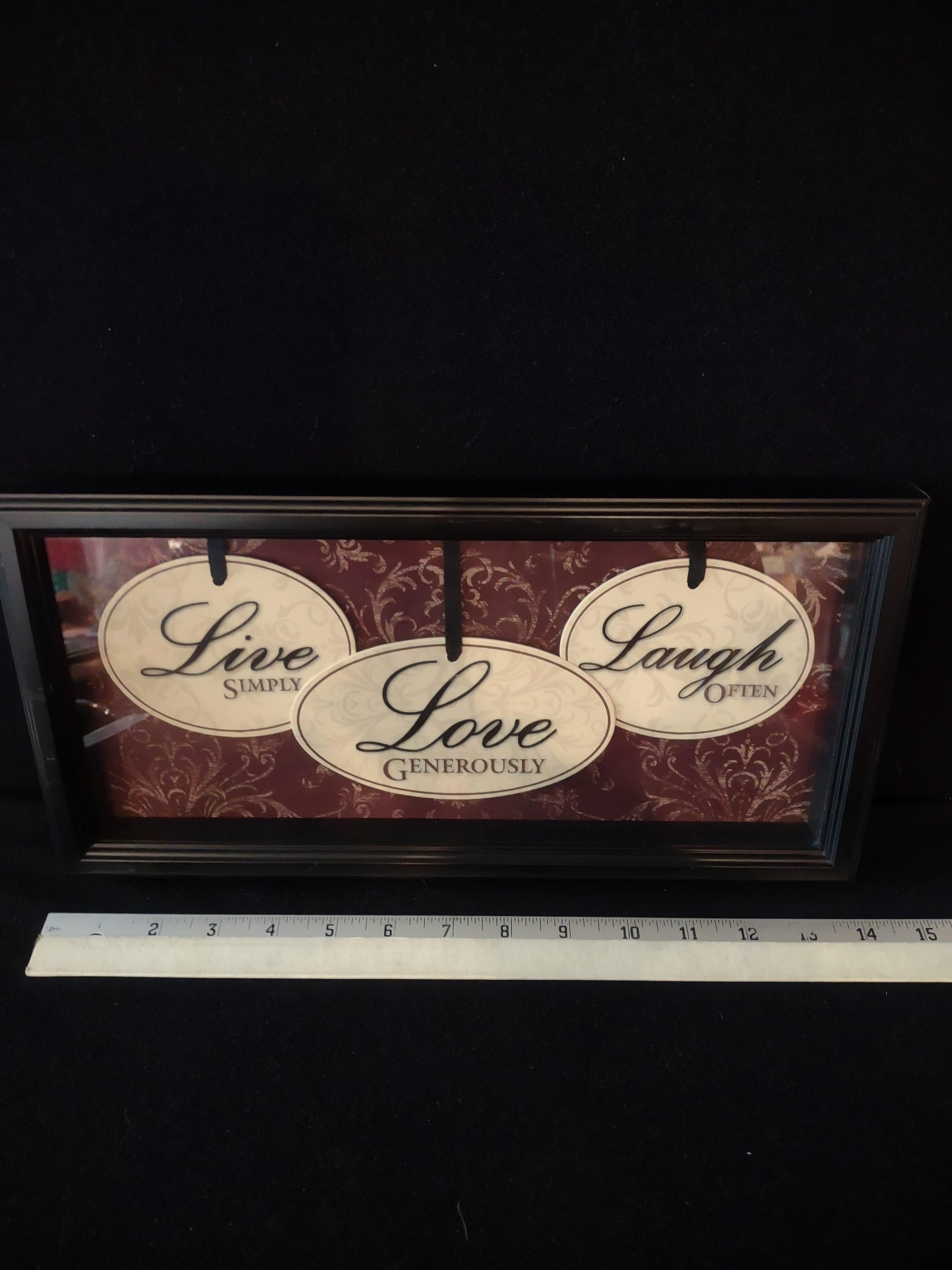 Decorative Black Framed Live Laugh Love 14x7 Picture (Lot 4227)