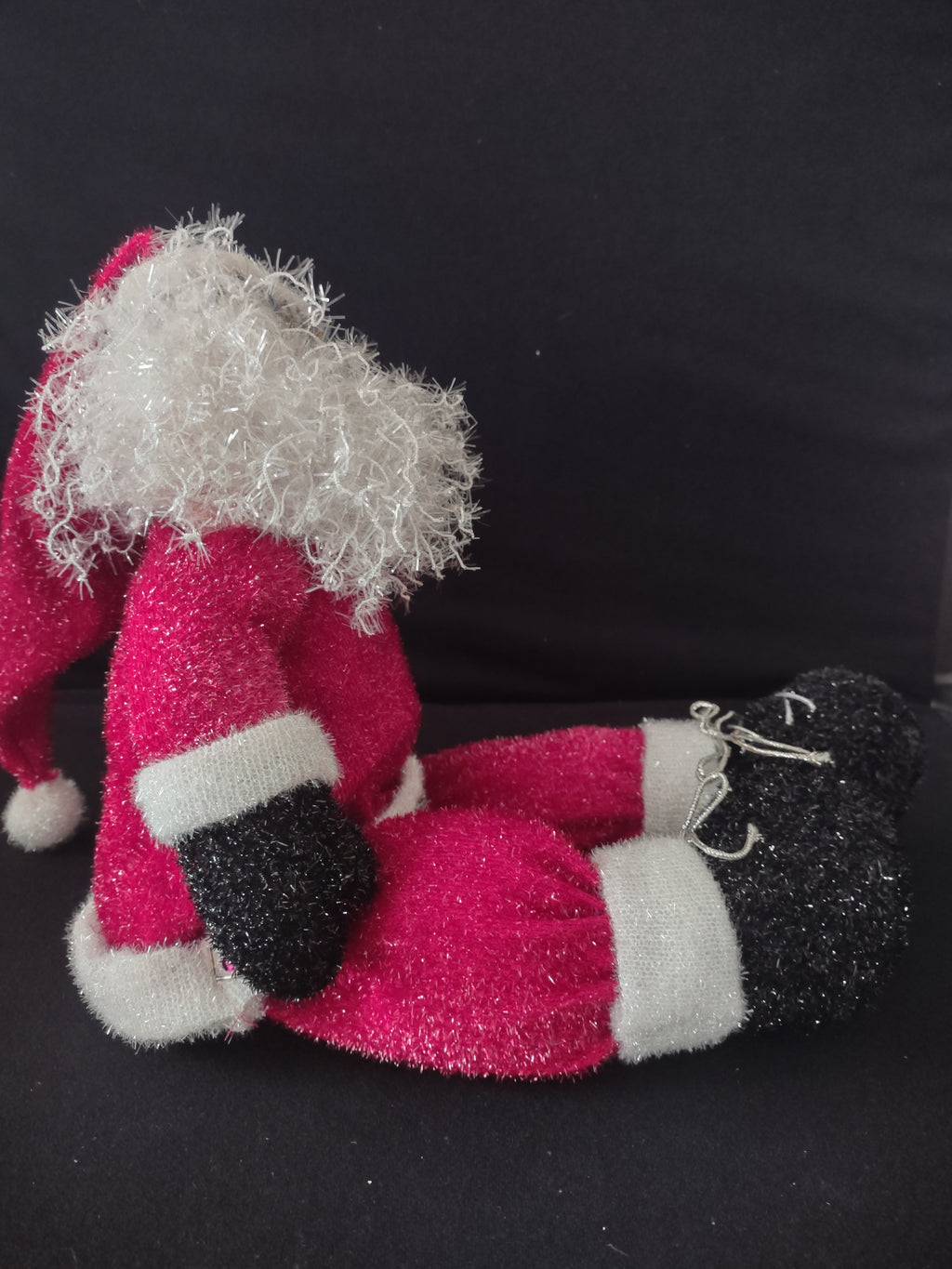 Vintage Christmas Shelf Sitter Santa Claus Weighted Sparkly Plush (Lot 4081)