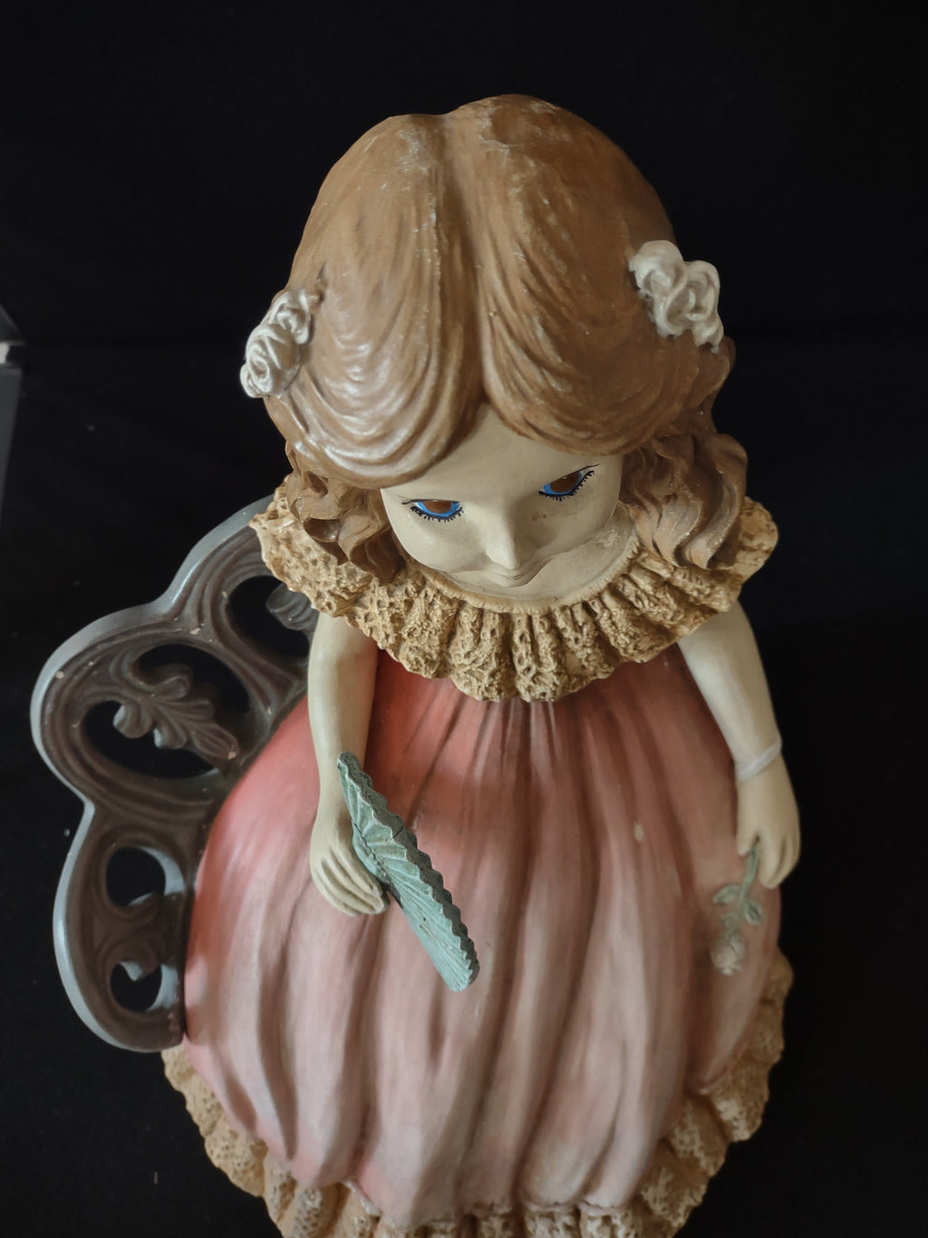 Vintage Ceramic Young Girl Pink Dress Bench (Lot 3721)