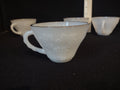 Anchor Hocking Milk Glass set of 7 Cups for Punch Bowl Gold Trim (lot 2566c)