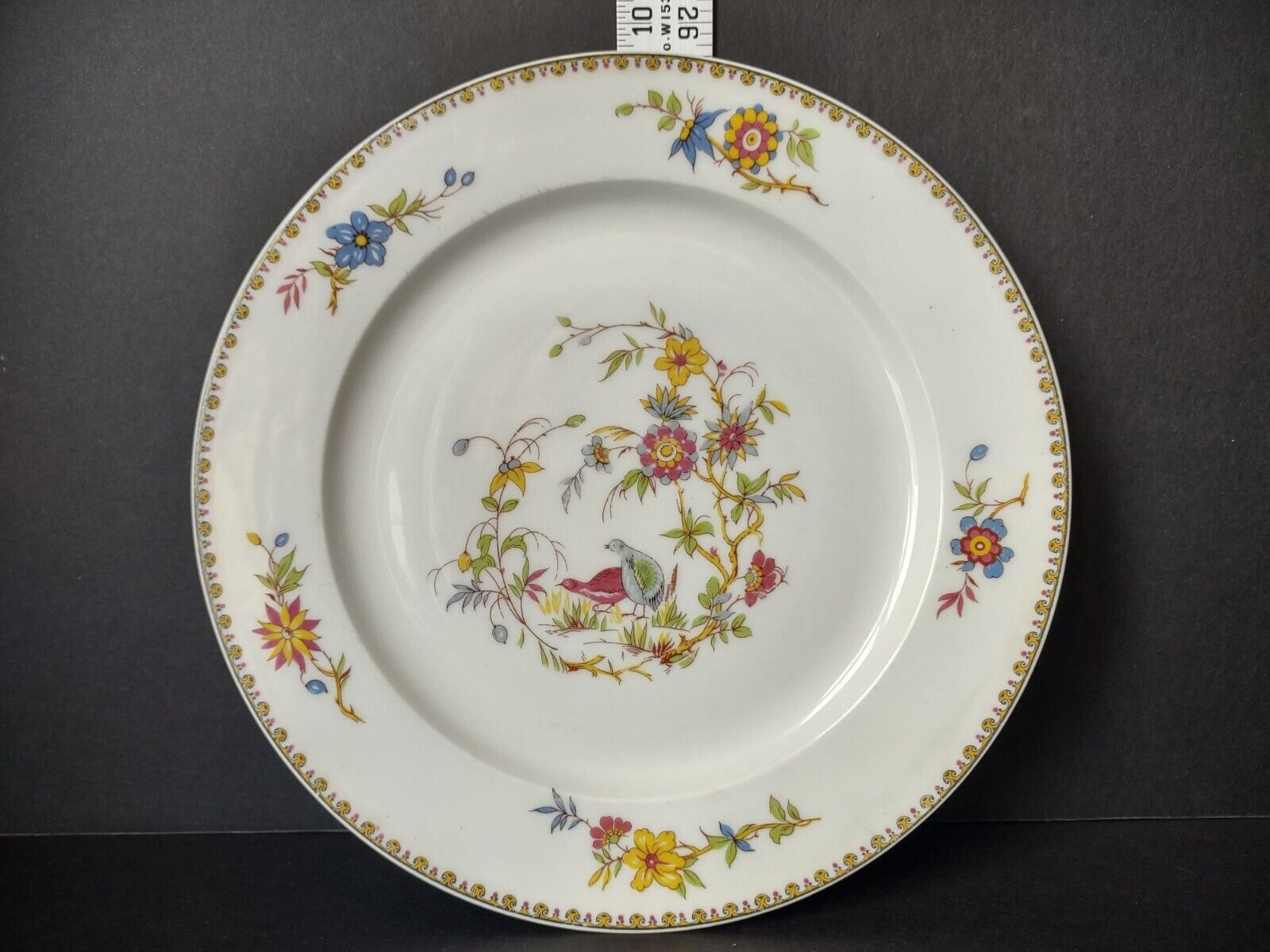 Haviland Limoges Old Abbey Rouen Spray Pheasant Dinner Plate 9-5/8" (lot 345)